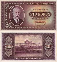 100 korún Československo 1945 Masaryk SPECIMEN - REPLIKA - Kliknutím na obrázok zatvorte -